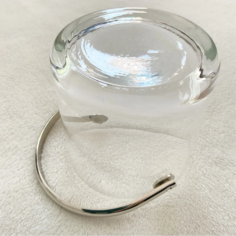 Schott Zwiesel Crystal Ice Bucket Chrome Handle Germany Vintage MCM